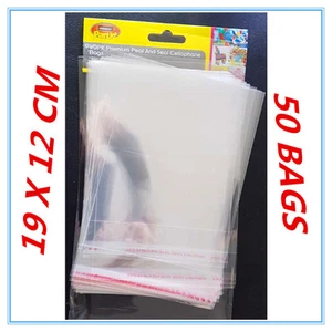 50 X PEEL AND SEAL CELLOPHANE BAGS - SMALL - MEDIUM - PARTY, BIRTHDAY, EVENT - Picture 1 of 1