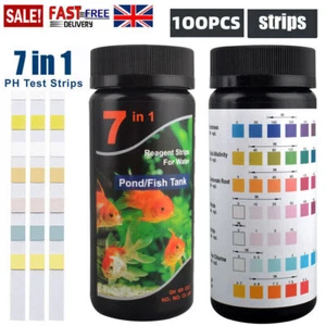 100X 7 in 1 PH Test Fish Tank Water Tropical Aquarium Pond Water Test Strips Kit - Picture 1 of 7