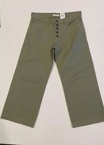  NWT Lucky Women (multi sizes) Mid Rise Crop Wide Legs Light Olive Green