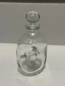 Vintage Hand Blown Art Glass Doughnut Hole Wine Decanter W/ Stopper EUC Marked! - Picture 1 of 9