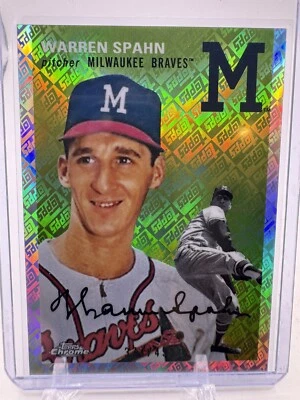 2023 Topps Chrome Platinum Anniversary Topps Refractor 374/499 Warren Spahn #438 - Image 1 of 2