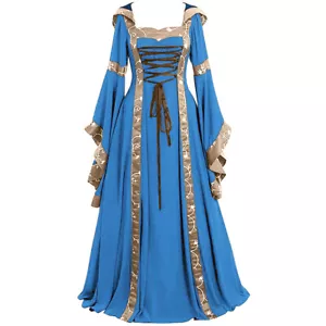 Women's Vintage Victorian Renaissance Gothic Dress Medieval Dress Costume Hooded - Picture 1 of 5