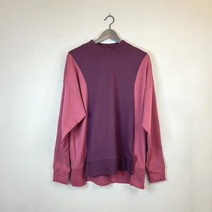 ATHLETA Two Tone Mock Neck Aubergine Berry Rose Sweatshirt Size XS NEW - Picture 1 of 7