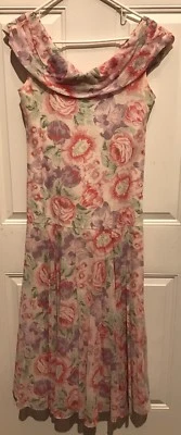 Vestido de té floral de colección Laura Ashley para mujer talla US 6 sin mangas lazo cintura caída Foto 1 de 4