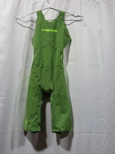 NEW Head Women's XS Liquidfire Wiz Knee Leg Cut Open Back Swim Race Suit Olive - Picture 1 of 11