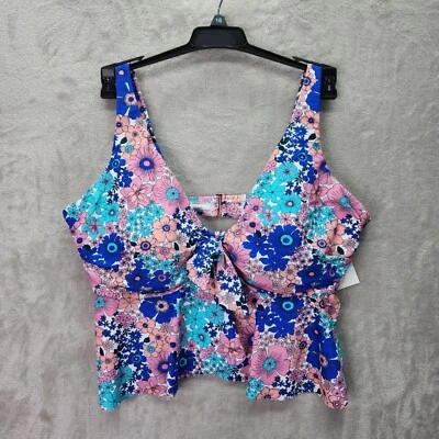 Raisins Curve Tankini Plus Size 22W Topanga Bra Floral Swim Adjustable Straps - Image 1 of 4