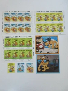 Collection of 5 Pluto Disney Souvenir Sheets & 3 Stamps - MNH - (Lot 319) - Picture 1 of 5