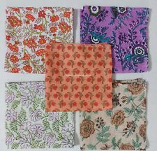 Set of 20 Pcs Indian 100% Cotton Hand block Floral Printed Fabric Napkins 14x14"