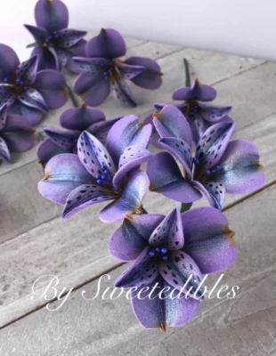 Pasta de goma púrpura fondant flor de alstroemeria Foto 1 de 4