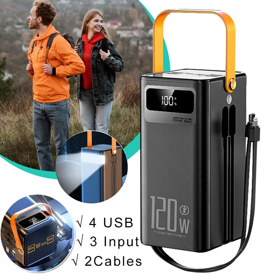 50000mAh 120W Portable Fast Charger Power Bank Large Capacity External Battery  - Image 1 of 4