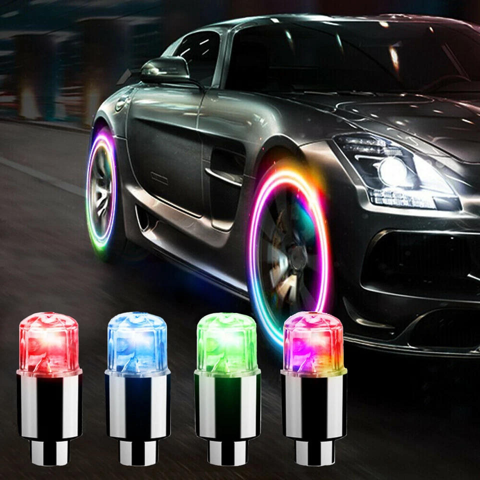 4 piezas Coche Auto SUV Rueda Neumático Neumático Válvula de Aire Vástago Luz LED Tapas Cubierta Accesorios Foto 1 de 4