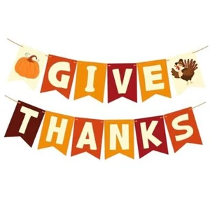 Thanksgiving Decorations - Thanksgiving Banner | Friendsgiving Party Orange - Picture 1 of 7
