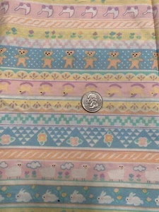 Vintage Nursery Rhyme Stripe Cotton fabric remnant ~ 24” X 41” - Picture 1 of 1