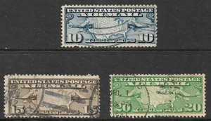 US Stamps #C7-#C9 Set of 3 Map & Planes Issues Air Mail Used F-XF - Picture 1 of 1