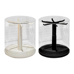 Rotating Clear Display Case for Keychains Storage Box with Hooks Space Saving - Picture 1 of 13