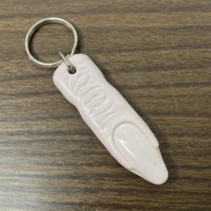 VTG Metal Lady Finger Good Luck Charm Keychain Key Ring Chain Manicure Saver - Picture 1 of 8