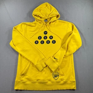 Nike Arsenal Gunners Hoodie Mens Large Yellow Fleece Sweatshirt Pullover RARE - Picture 1 of 10