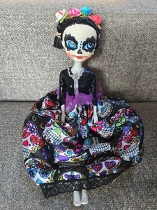 La Catrina Doll Black and Purple Dress - Picture 1 of 7