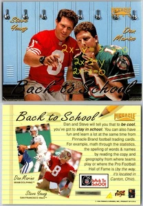 1996 Pinnacle DAN MARINO/STEVE YOUNG Back 2 School Miami Dolphins HOF - Picture 1 of 1