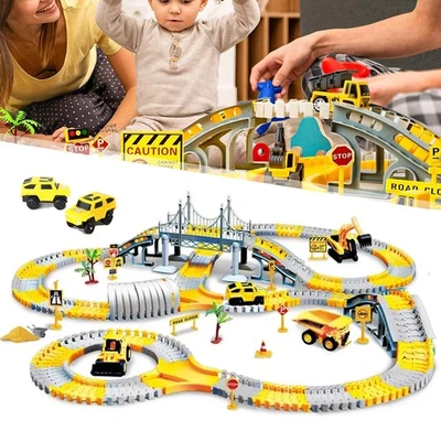 Autorennbahn Rennbahn Set für Kinder Auto Spielzeug Flexible Autospuren 8 Autos - Bild 1 von 4