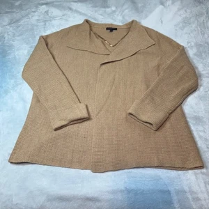 Banana Republic Damen hellbraun gerippt drapierter Ausschnitt Cardigan Pullover XL Bündchen Ärmel - Bild 1 von 9