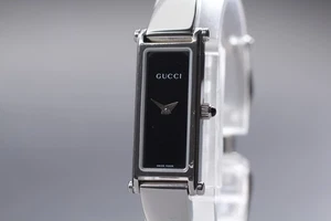[Exc+5] Reloj para mujer Gucci 1500L 12 mm esfera negra cuarzo de JAPÓN - Imagen 1 de 10