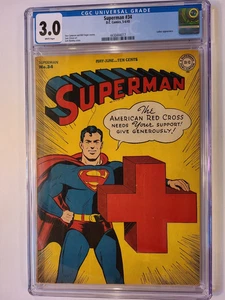 SUPERMAN # 34 DC 1945 CGC 3.0 LUTHOR APP WHITE PGS - Picture 1 of 2