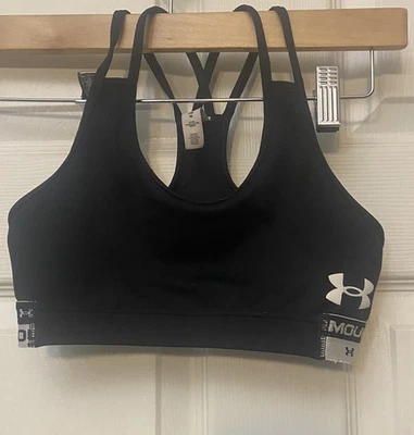 Sujetador deportivo Under Armour negro ajustado para jóvenes niñas talla mediana Foto 1 de 4