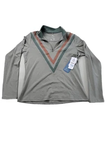 Kyodan Baselayer Pullover Womens Large Quarter Zip Stretch Abbey Stone Green Pin - Picture 1 of 8