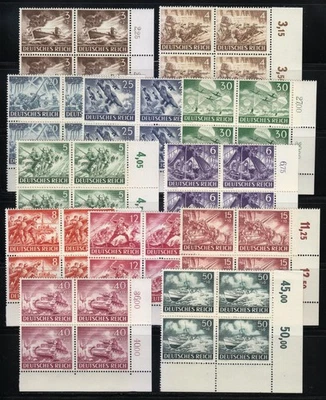 Germany 1943 MNH Mi 831-842 Sc B218-B229 Army Day & Hero Memorial Day - Block ** - Image 1 of 4