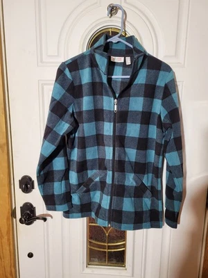 ¡¡NUEVO!!  Pullover polar Denim & Company negro y verde a cuadros - PEQUEÑO Foto 1 de 3