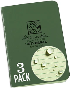 Weatherproof Mini Stapled Notebook, 3.25" X 4.625", Green Cover, 3 Pack - Picture 1 of 12