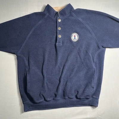 Pullover de golf manga larga azul recto para hombre talla M 1/4 cremallera logotipo abierto en EE. UU. Foto 1 de 4