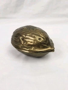 Vintage Heavy Brass Metal Nutcracker Walnut Shaped Box Nut Cracker - Picture 1 of 5