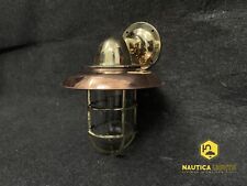 Stunning Solid Brass Wall Sconce Nautical Bulkhead Light Fixture & Copper Shade