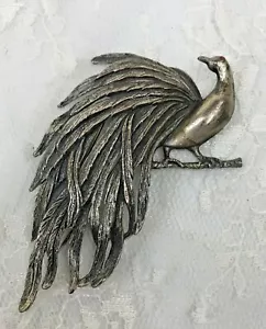 "Hermoso clip de cabello vintage de pavo real plateado para mujer de 3,5"" x 2,5" - Imagen 1 de 7