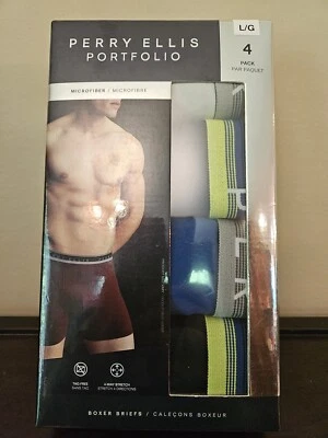 Трусы-боксеры мужские PERRY ELLIS L XL 4 направления эластичные дышащие нижнее белье упаковка 4 шт. - Изображение 1 из 2
