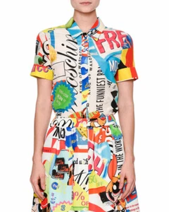 Moschino Couture Powerpuff Girls Top Shirt Buttonup Blouse Short Sleeve Sz Small - Picture 1 of 11