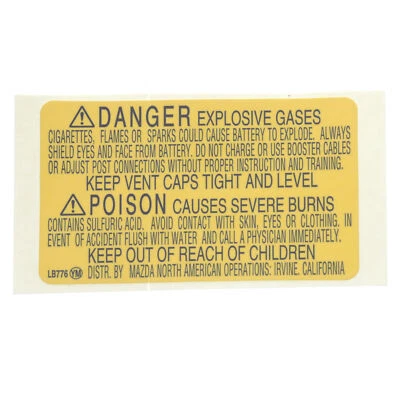 Etiqueta de batería nueva OEM Mazda 2019-2023 CX-3 CX-5 CX-9 Mazda3 Mazda6 FA01-69-064C Foto 1 de 3