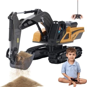 Remote Control Excavator Toys with Metal Shovel Lights, 8 Channel RC Truck Gift - Picture 1 of 8