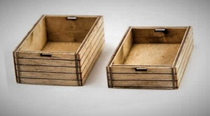 Modellbahn Zubehör, 6 versch. Holz Transportkisten offen, 33 x 23 mm - Picture 1 of 2