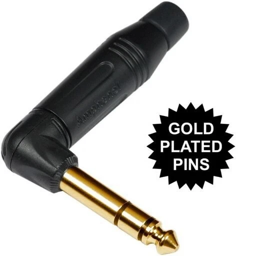 X4! ACPS-RB-AU Chapado en Oro 6.35mm Estéreo Codo Recto Enchufe 4 Mezcladores Amplificadores Foto 1 de 1