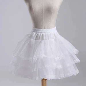 RULTA UK Women Short Petticoat Underskirt Bridal Wedding Skirt 3 layers of laceT - Picture 1 of 8
