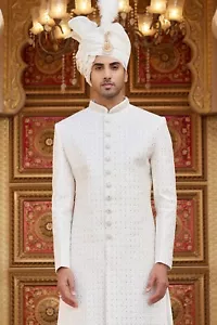 Indian Wedding Ethnic Wear Traditional Embroidered Sherwani Dress From India - Picture 1 of 4