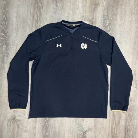 Notre Dame Fighting Irish Jacket Mens Large Blue Under Armour 1/4 Quarter Zip Cover