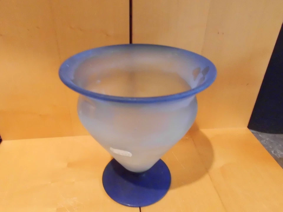 Vase Glas  Blau Pokal  20x18 cm - Bild 1 von 1