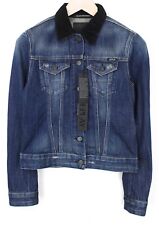 REPLAY Women Jacket XS Washed Blue Pure Cotton Long Sleeve Cropped Denim