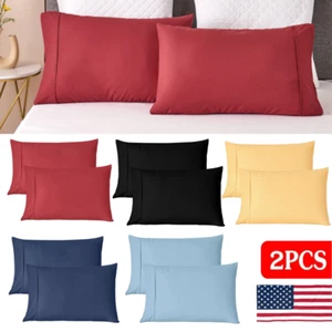 2x Kissenbezüge King Queen Kissenbezug Set Mikrofaser Stoff Bettwäsche Kissenbezug - Bild 1 von 43
