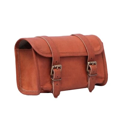 Sacoche Arrière Pannier En Cuir Véritable Tan Pour Vélo - Photo 1/4