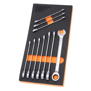 Set chiavi a cricchetto combinate 10 pezzi impugnatura 12 punti 4+ Franklin Tools AF7300 - Foto 1 di 5